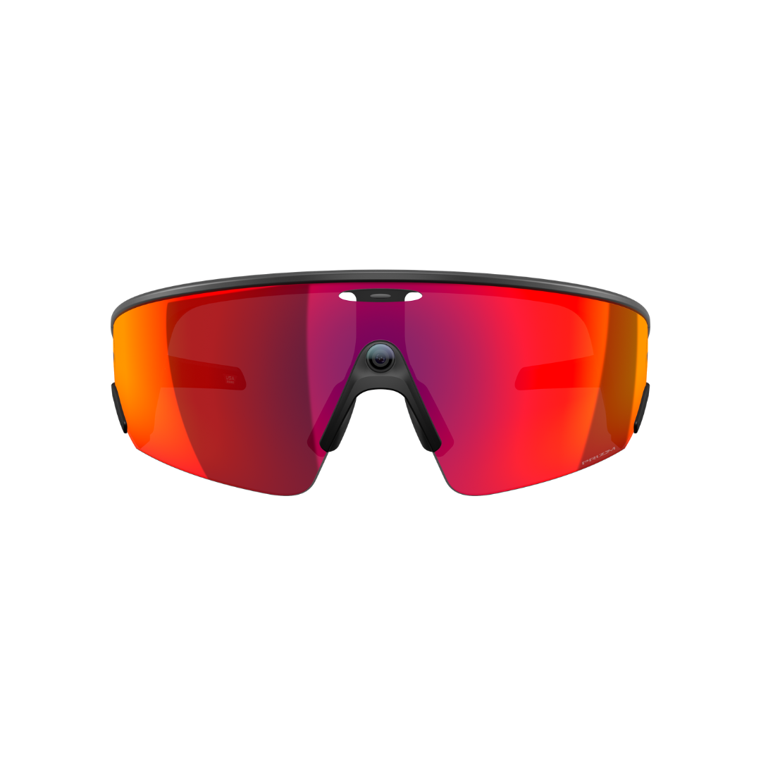 Oakley Meta Vanguard OW8001 smart glasses in black with Prizm 24K lenses front view