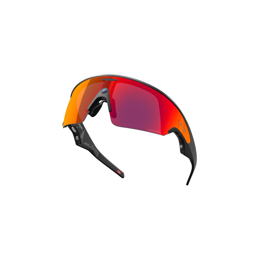 Lifted view of Oakley Meta Vanguard OW8001 with black frame and Prizm 24K lenses