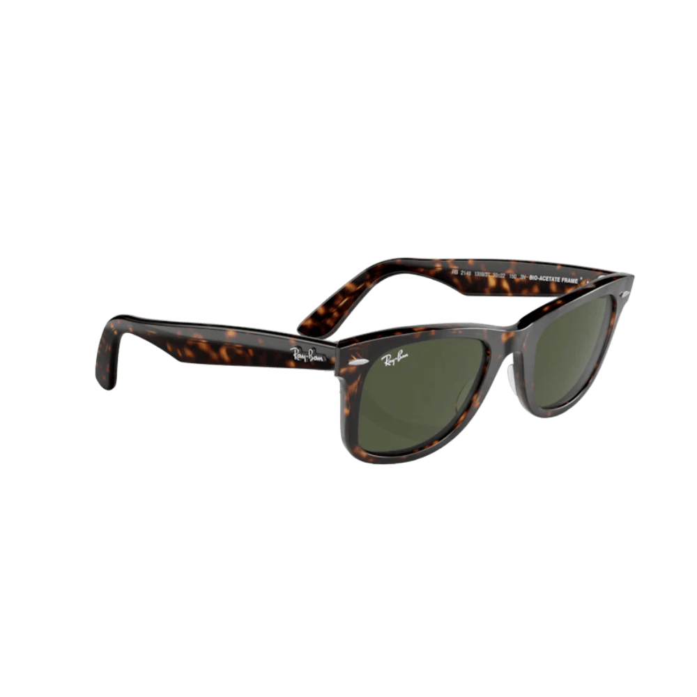 Ray Ban RB2140 Wayfarer Classic Havana frame angled down view