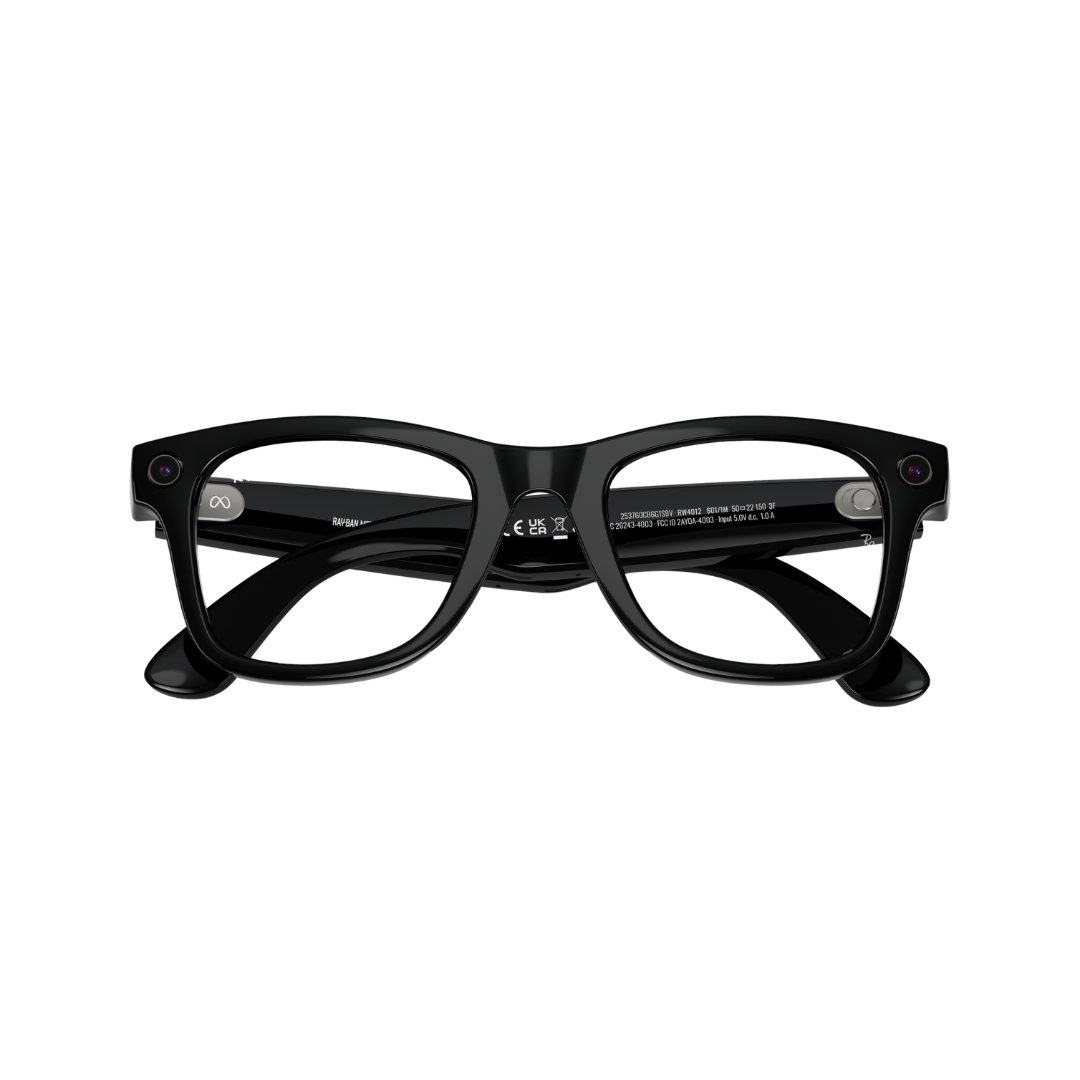 Ray-Ban Meta Wayfarer RW4008 black frame closed hinges view