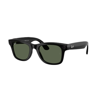 Ray-Ban Meta Wayfarer RW4006 sunglasses in shiny black, angled view