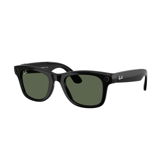 Ray-Ban Meta Wayfarer RW4006 sunglasses in shiny black, angled view